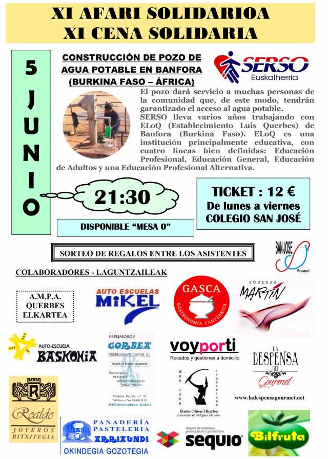 Cena de Solidaridad SERSO San Viator Basauri